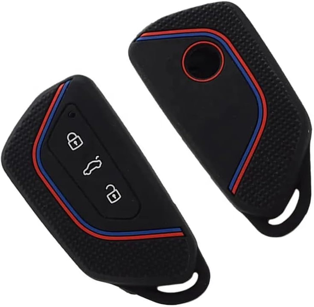 Sleutelhoes compatibel met Volkswagen Golf 8, Cupra Formentor, Seat Leon, Ateca, Tarraco, Skoda Octavia - 3-toetsen beschermhoes (zwart)