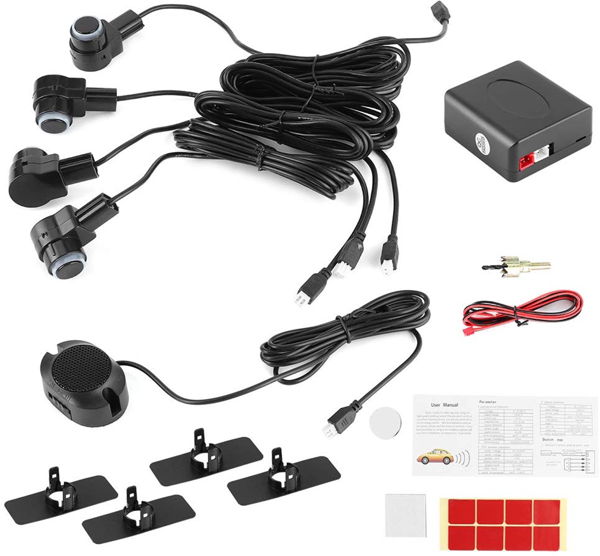 Radar System, Intelligent Parking Assistance System 4 Sensorsonde Auto Auto Reverse Radar 80dB Buzzer Alert Kit