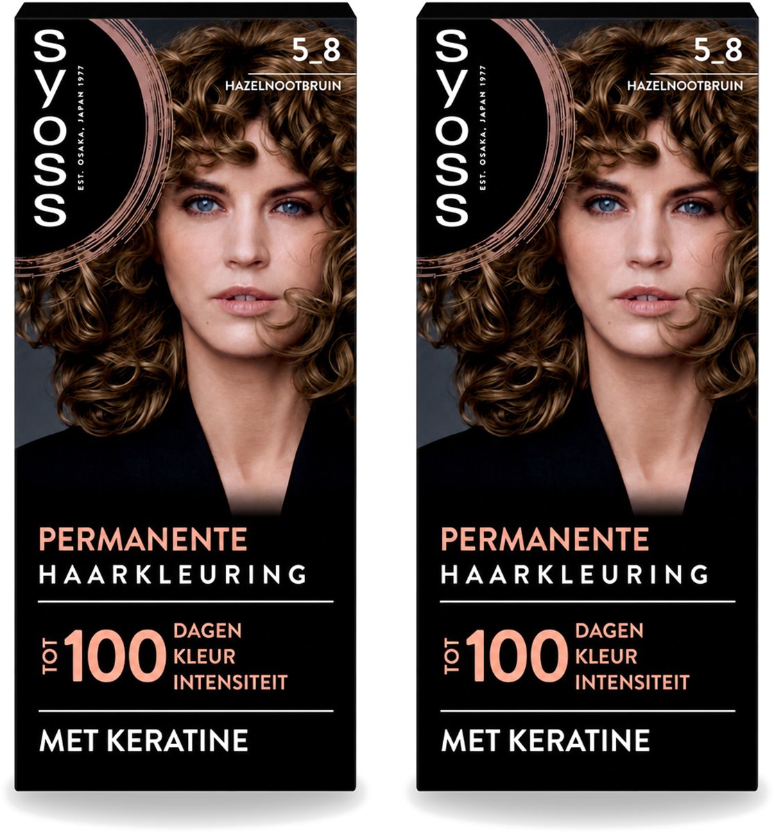 2 x SYOSS - Coloration 5-8 Hazelnootbruin - Haarverf - Grijsdekking - Vermindert Haarbreuk - Voordeelverpakking - 2 stuks