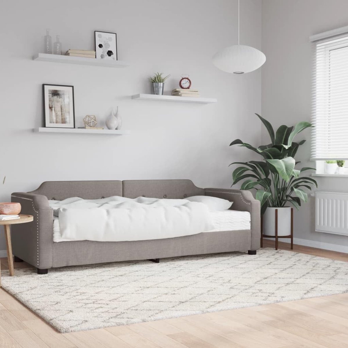 2 in 1 slaapbank schuimmatras multifunctioneel woonkamer taupe 80x200 cm
