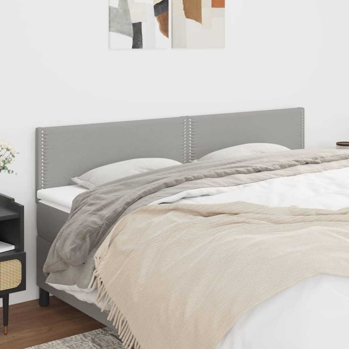 Hoofdsteunen 2 stuks Lichtgrijs 100 x 5 x 78/88 cm Stof Hoofdsteun voor Slaapkamer Slaapkamer Meubels Hotels