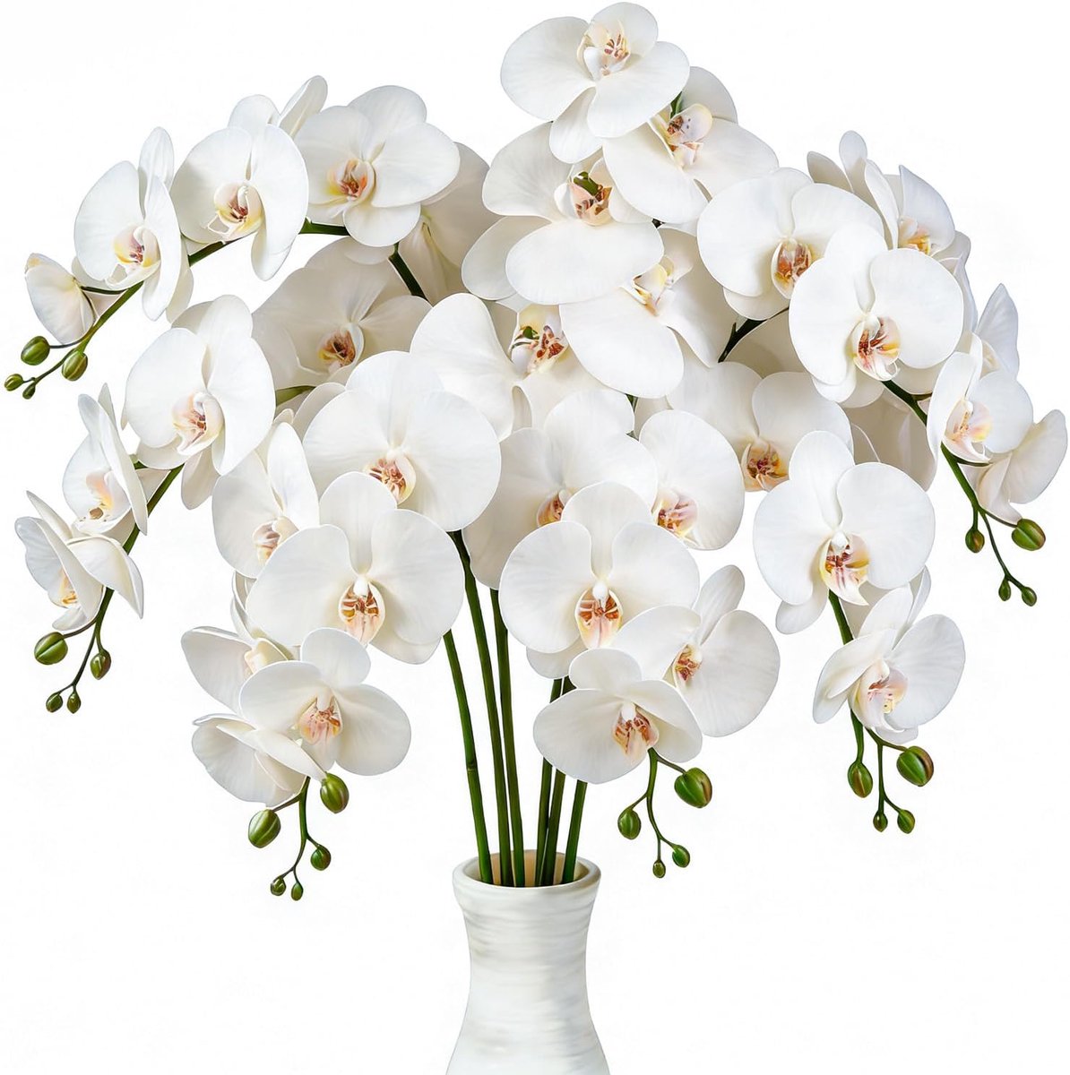 Kunstmatige Phalaenopsis bloemen, 6 stuks, orchideestengel, kunstbloemen, Phalaenopsis, takken, echte aanraking, orchideeën voor bruiloft, thuiskantoor, decoratie (wit)