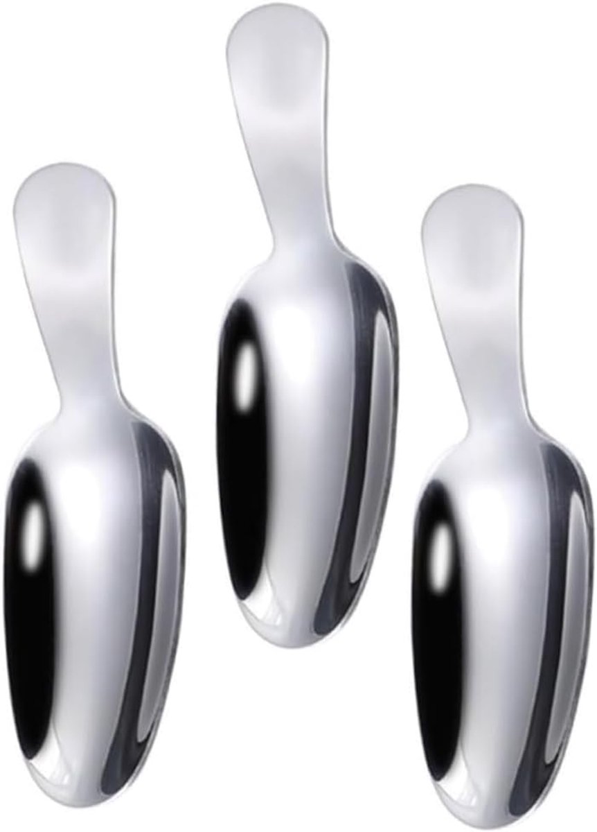 3 stuks roestvrijstalen meelschep, mini-kruidenschep, theekop, maatlepel, keukenschep, zoutschep, koffieschep voor zout, specerijen, koffie, granen, doseertjes, zilver