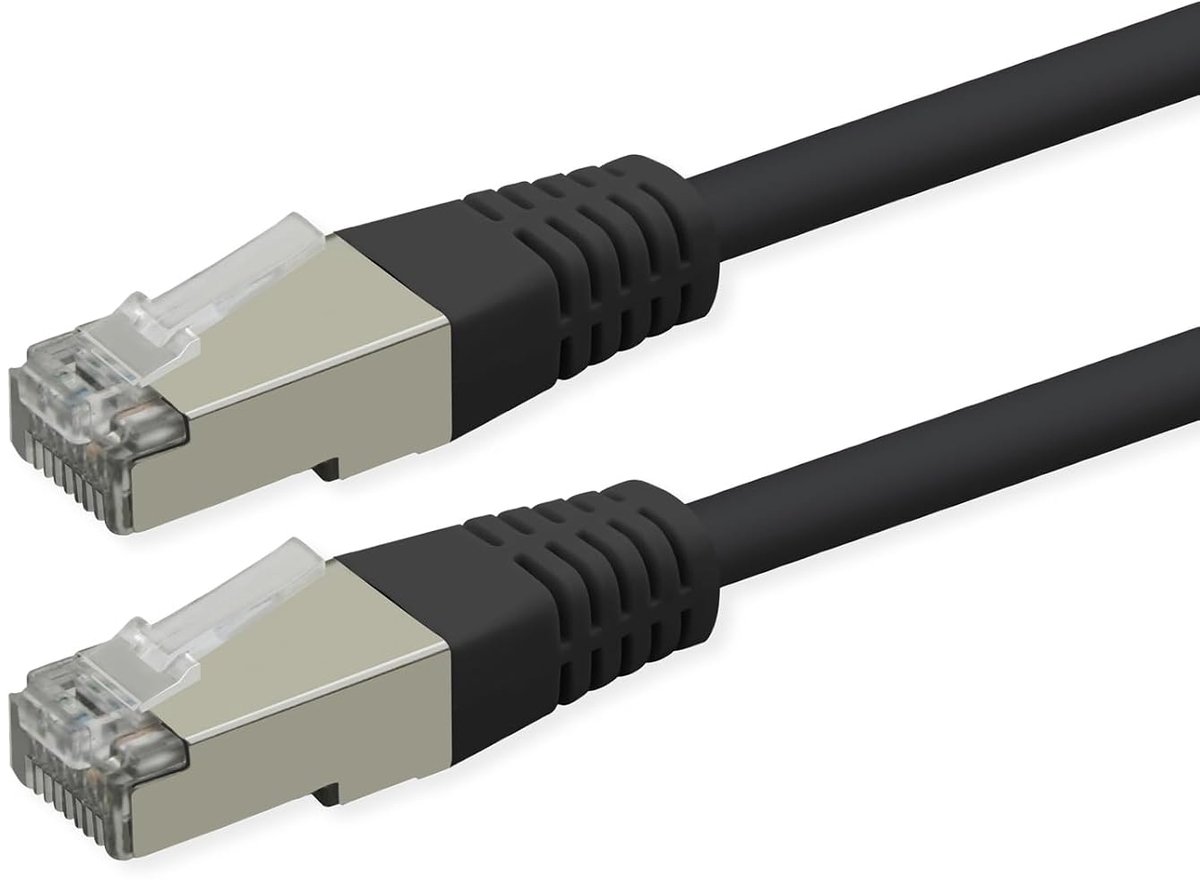 Patchkabel Cat.6 (Class E), PoE, S/FTP (PiMF), zwart, 10 m
