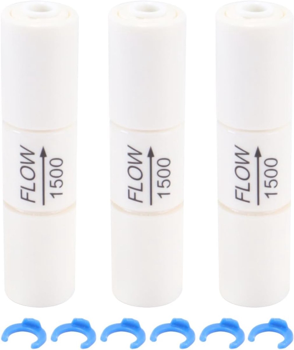 3 stuks RO-doorstroombegrenzer, regelt de verhouding afvalwater/water, voor slangen met een buitendiameter van 1/4 tot 1/4 inch (1500cc)