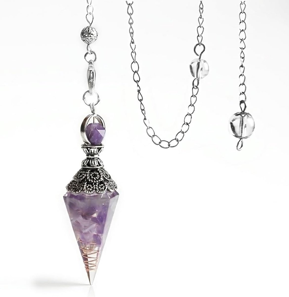 Esoterische slinger, helende stenen en natuurlijke kristallen, spirituele en esoterische geschenken, voor waarzeggerij, hekserij, reiki, meditatie (transparant)