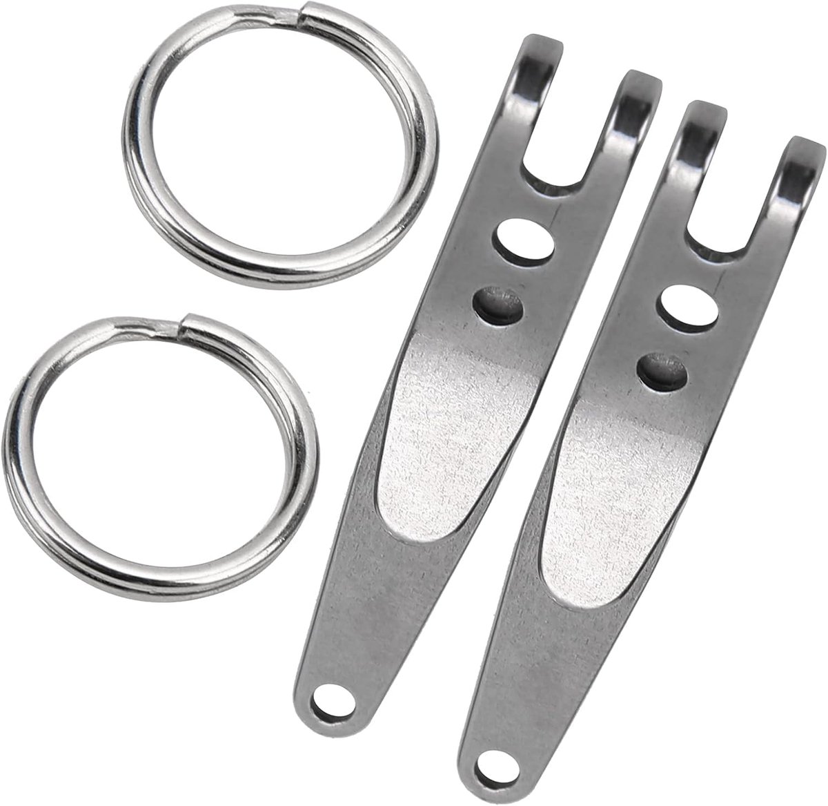2-delige Roestvrijstalen Riemclip voor Buiten Mini-ophangclip met Sleutelhanger