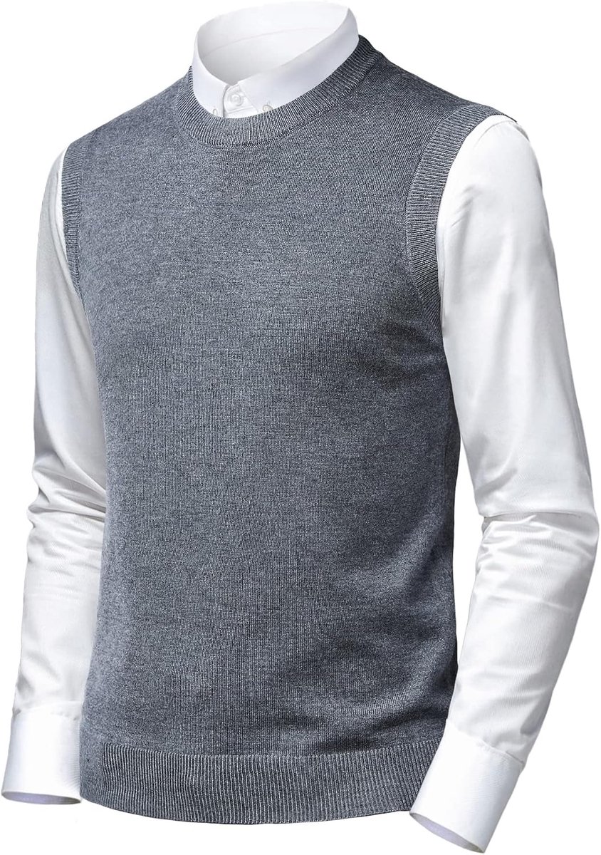 Zachte V-hals Crew Neck Gebreide Trui Vest Effen Mouwloze Trui Slim Fit Effen Kleur voor Papa Man