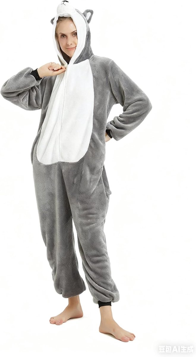 Pyjama voor carnaval, Kerstmis, Halloween, anime, cosplay, eendelig, voor volwassenen, uniseks, voor dames en heren, kleding voor de winter