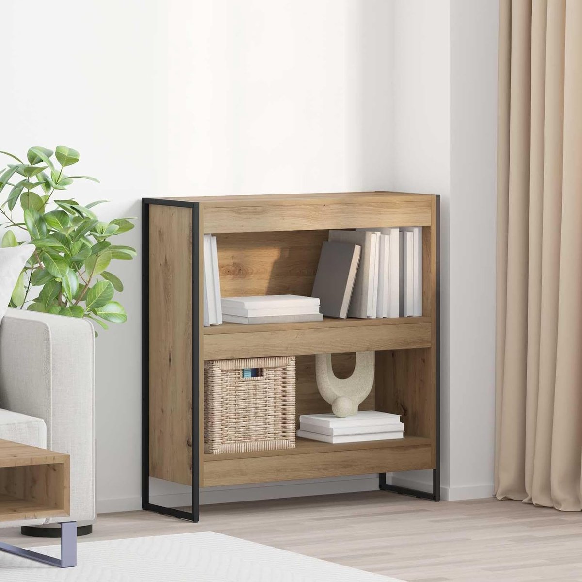 Boekenkast, 80 x 30 x 86,5 cm, houtmateriaal, kunsthandwerk, eiken