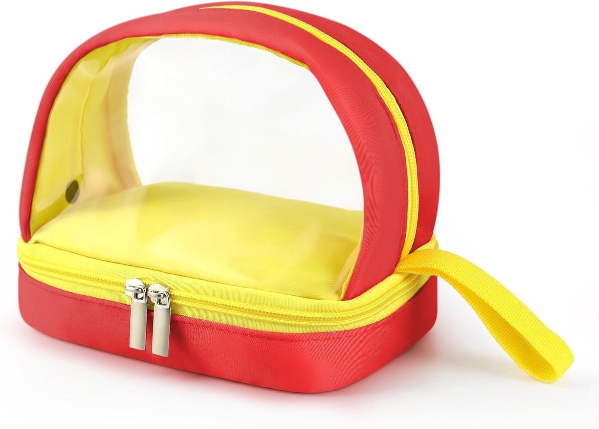 Transporttas voor Opvouwbare Over-ear Koptelefoon, Dubbelcompartiment Opslag voor Hoofdtelefoon en Accessoires, 18×11,5×15 cm, Kleur: Rood