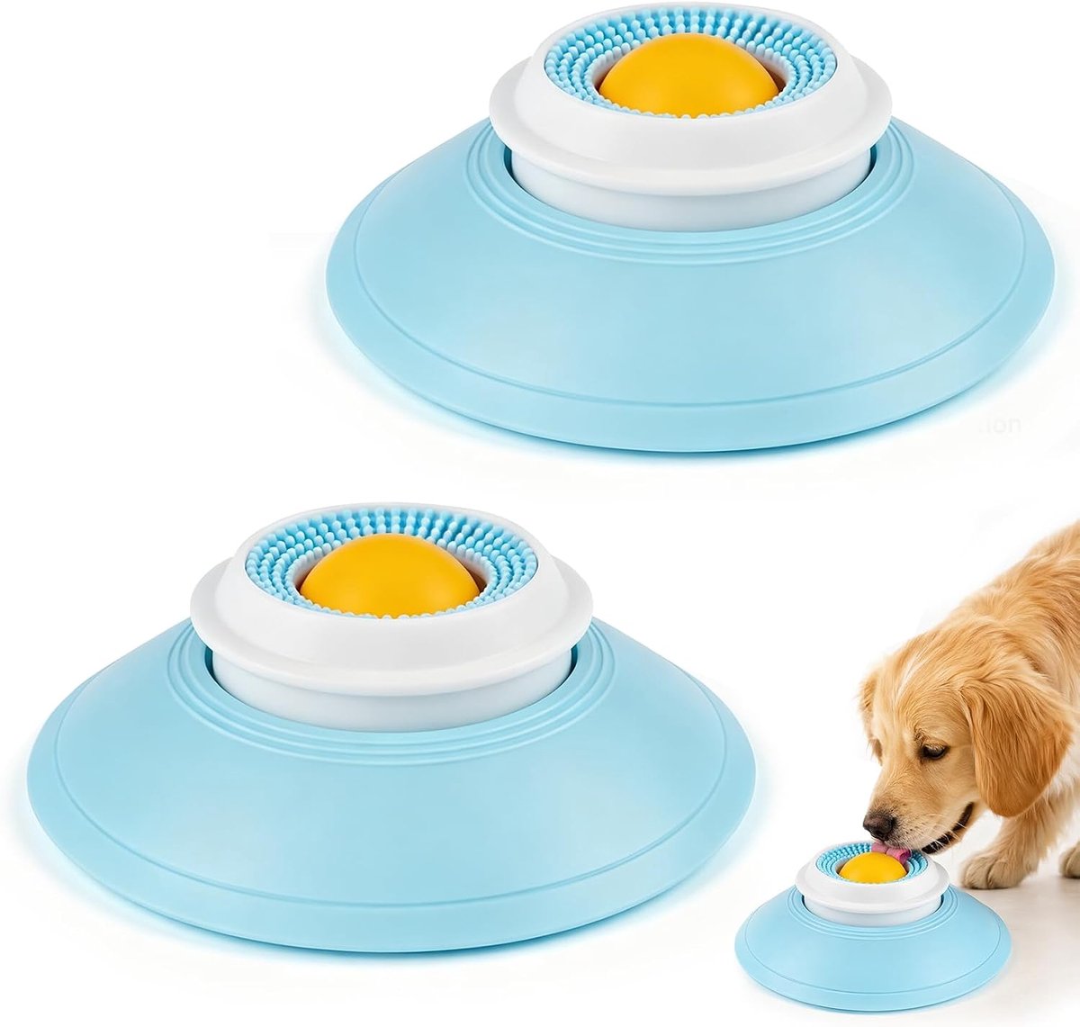 2 stuks likbal hond, klein likspeelgoed voor honden, intelligent speelgoed voor honden, katten, intelligent speelgoed, licking bowl, langzame voeding met zuignapbeker (14,5 x 5,5 cm)