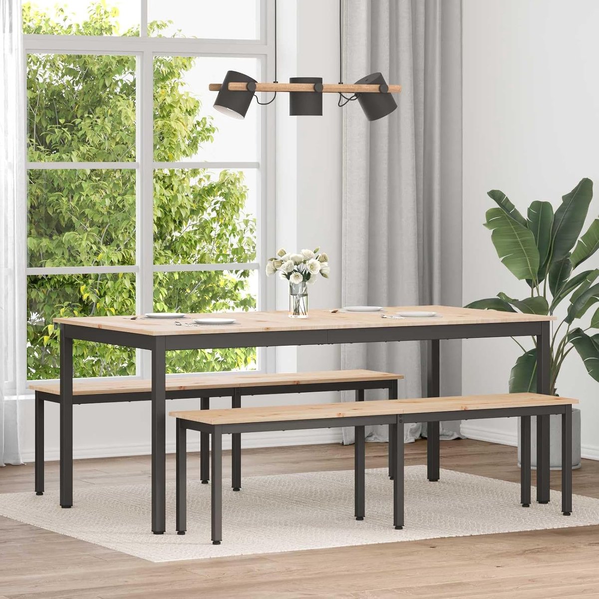 Grenenhout Moderne eetkamer Eettafel Naturel 180x90x75 cm