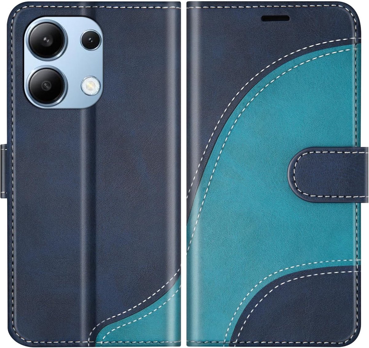 Hoesje voor Redmi Note 13 4G, PU Lederen Bookcase Portemonnee Beschermhoes Telefoonhoesjes, Flip Case Beschermhoesje voor Redmi Note 13 4G, Blauw