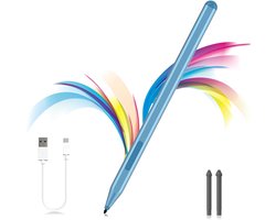 Stylus Pen voor Microsoft Surface Pro11/10/9/8/X/7+/6/5/4/3, Surface Go 4/3/2/1, Surface Laptop1-6/Studio/Book 3/2/1 met Gum Zijknop, Palmafwijzing, Kantelfunctie, 1024 Druk (Blue)