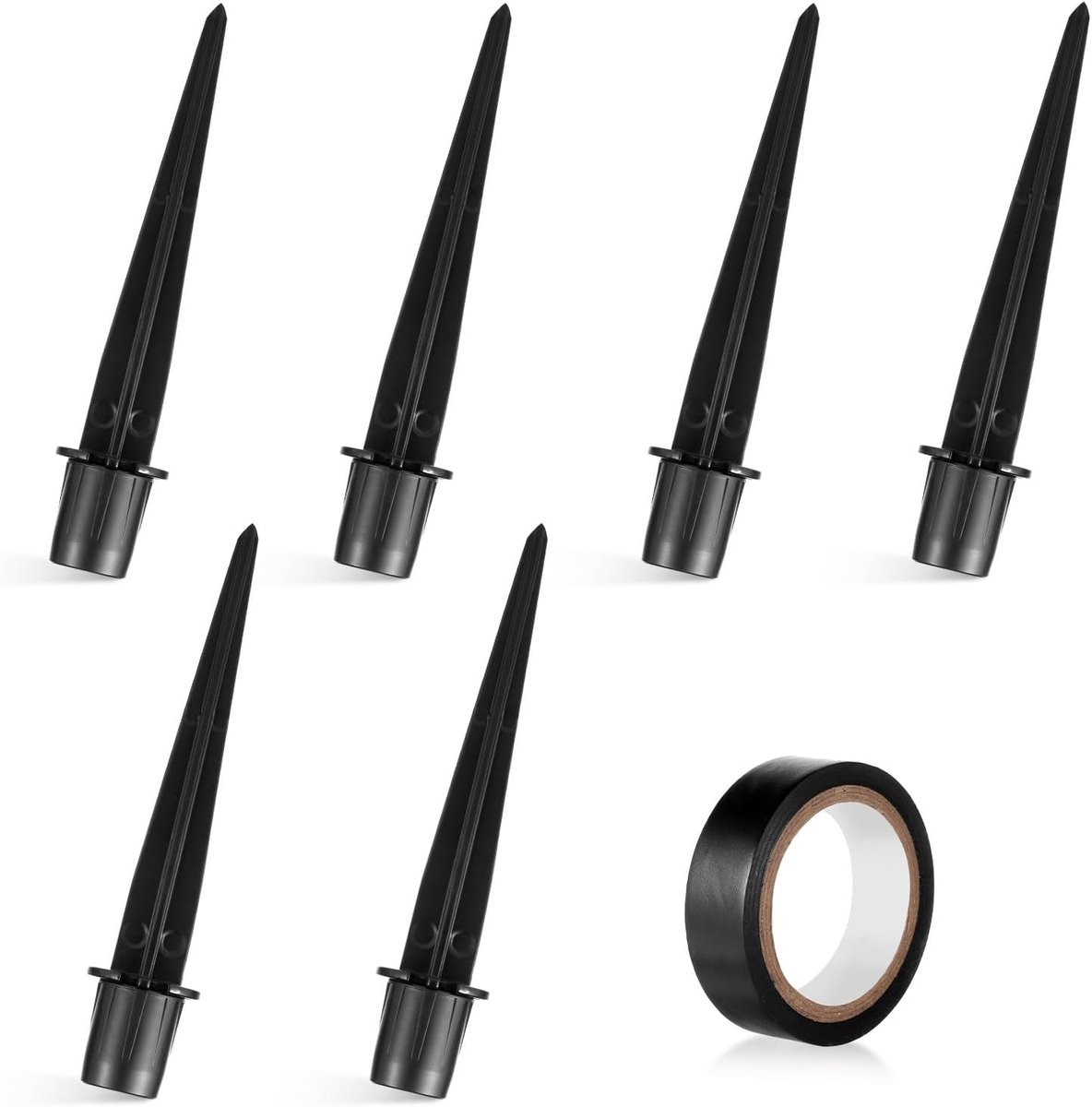 6 Stuks Vervangende Palen voor Zonne-Energie, 13,5 x 1,98 cm Metalen Vervangende Palen Zonne-Energie-Spikes Grondpalen voor Buitenverlichting met Tape voor Tuinlandschap Pad Tuindecoratie