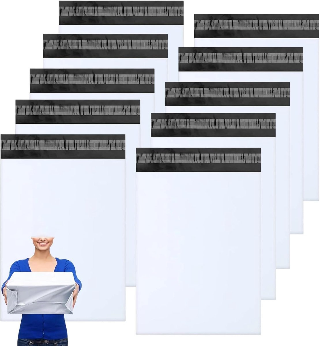 10 stuks verzendzakken, 65 x 55 cm, plastic verzendzakken, kleding, verzendzakken voor kleding, zelfklevend, ondoorzichtig, waterdicht, verpakkingszakken voor verzending