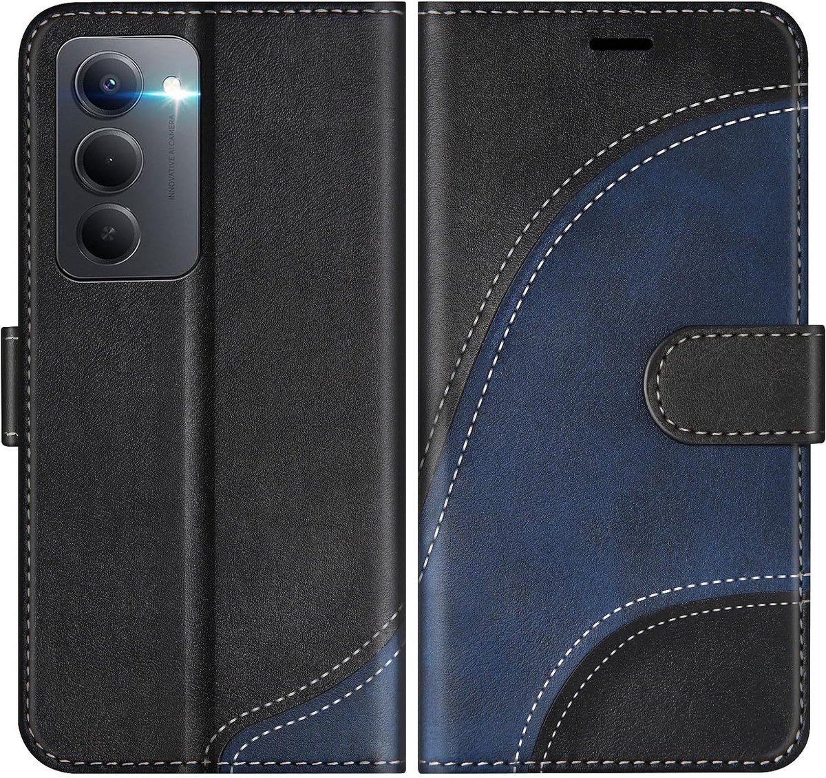 Hoesje voor Xiaomi Redmi 15 4G / 5G, PU Lederen Bookcase Portemonnee Beschermhoes Telefoonhoesjes, Flip Case Beschermhoesje voor Redmi 15 4G / 5G, Zwart