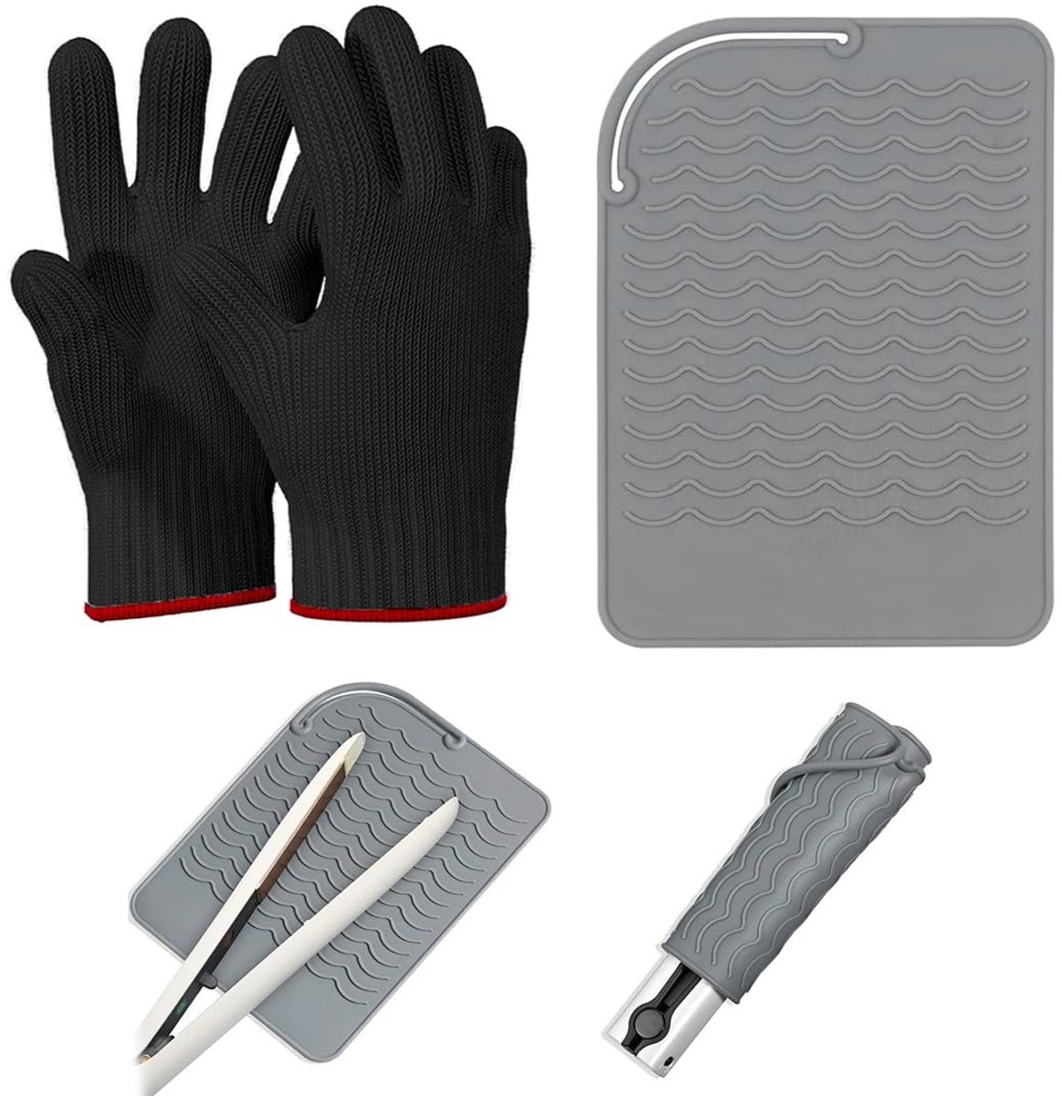 Hittebestendige siliconen pad-handschoen, professionele kappershandschoenen, hittebestendige kappershandschoenen, grijs
