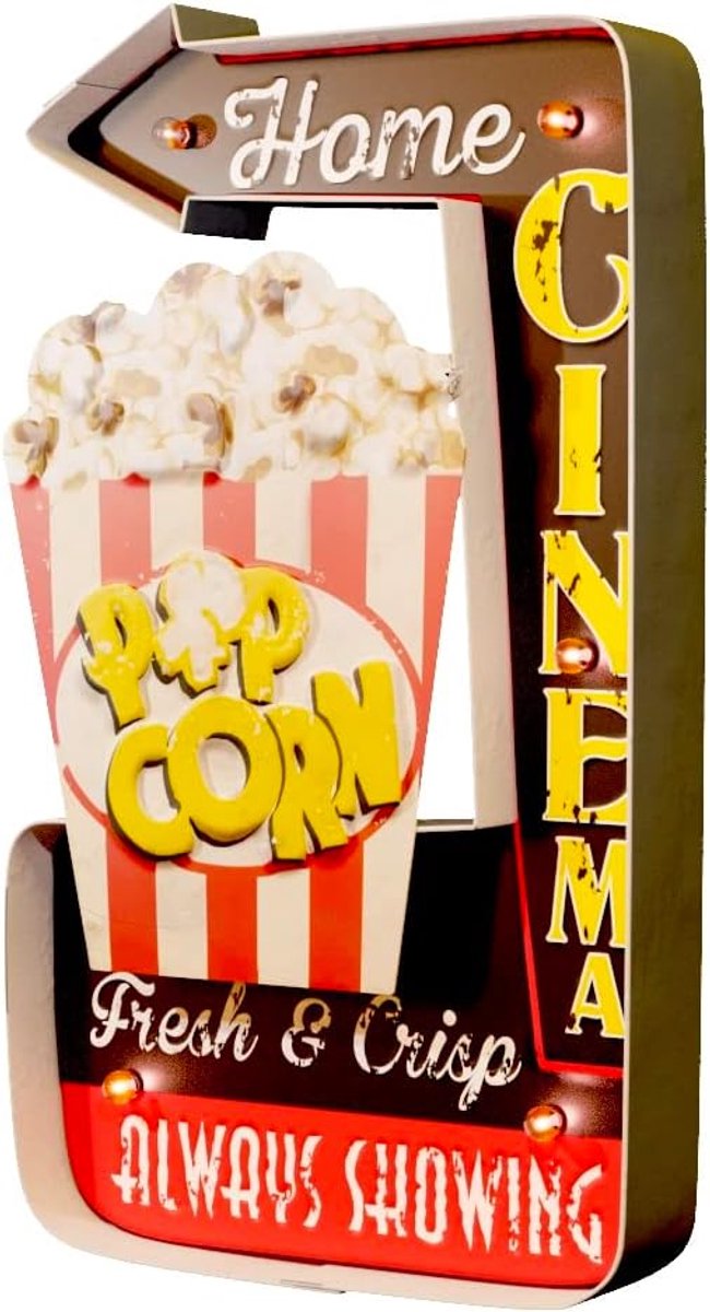 vintage lichtplaat van metaal voor woondecoratie (Popcorn Home Cinema)