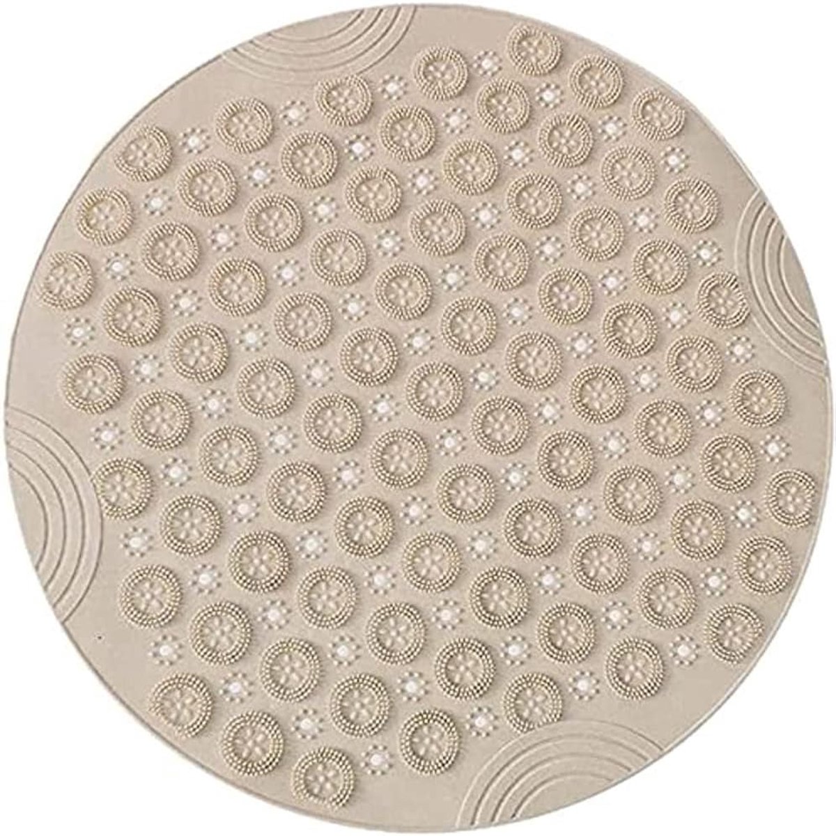 ronde massagebadmat, douchemat, antislip, badkamermat, douchemat, machinewasbaar, badmat met afvoergaten en zuignappen, 55 x 55 cm, kaki