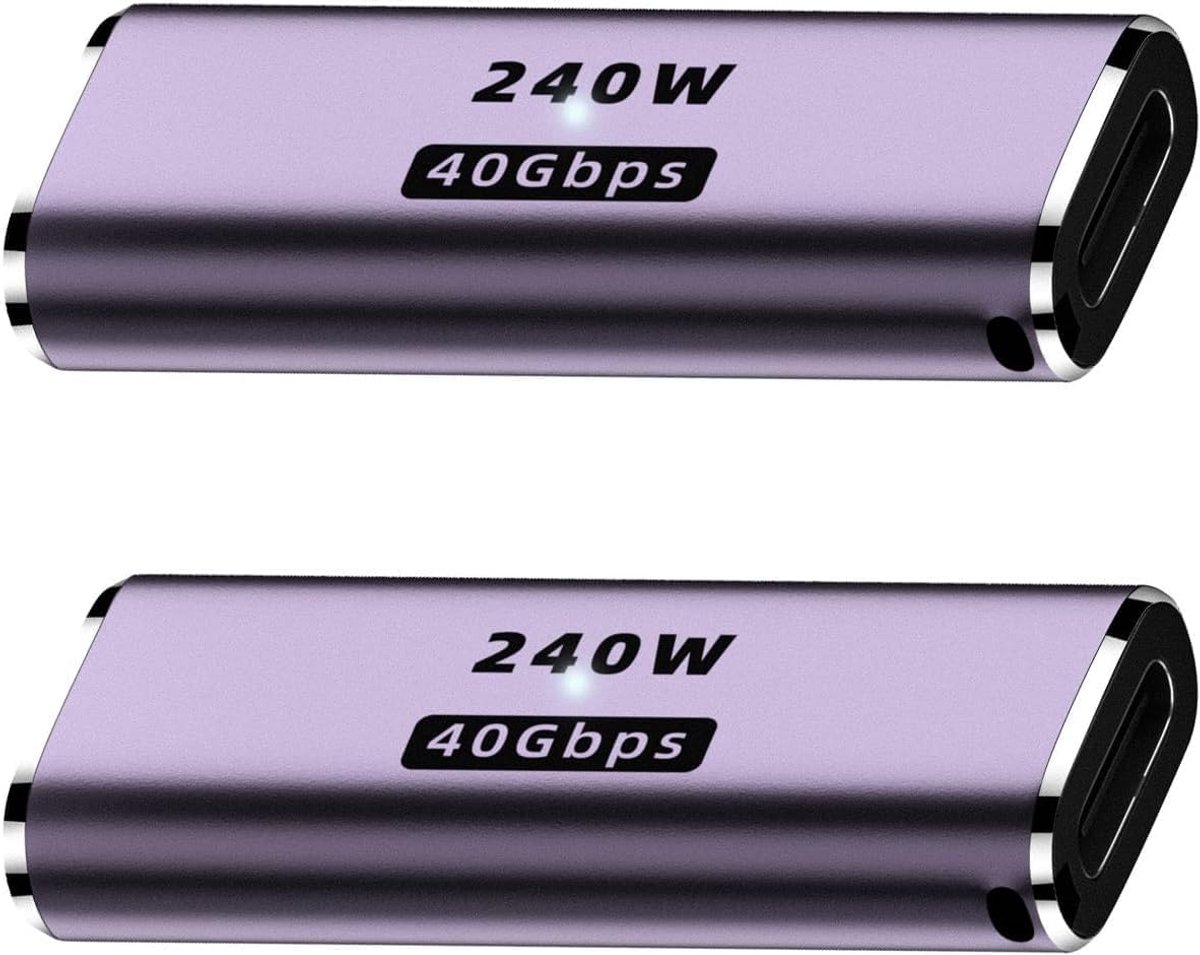 USB C 90 graden adapter, USB C haakse adapter met 40 Gbps PD 240W 8K @60hz video opladen, compatibel voor steam deck,switch, VR en meer type C apparaten (Straight-2 stukken)