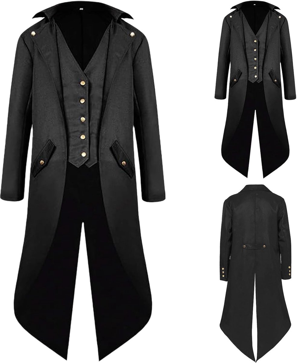 Steampunk-jas voor heren, middeleeuwse gotische Victoriaanse jas, vintage jas voor Halloween, cosplay