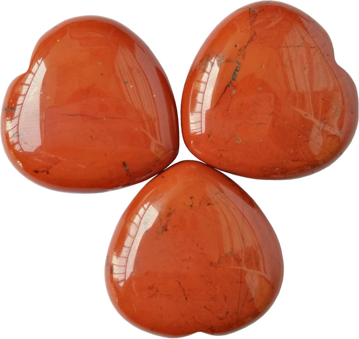 3 stuks natuurlijke rode jaspis zak palm duim helende kristal hart liefde zorgenstenen, 25 mm Reiki compensatiekristal en helende stenen