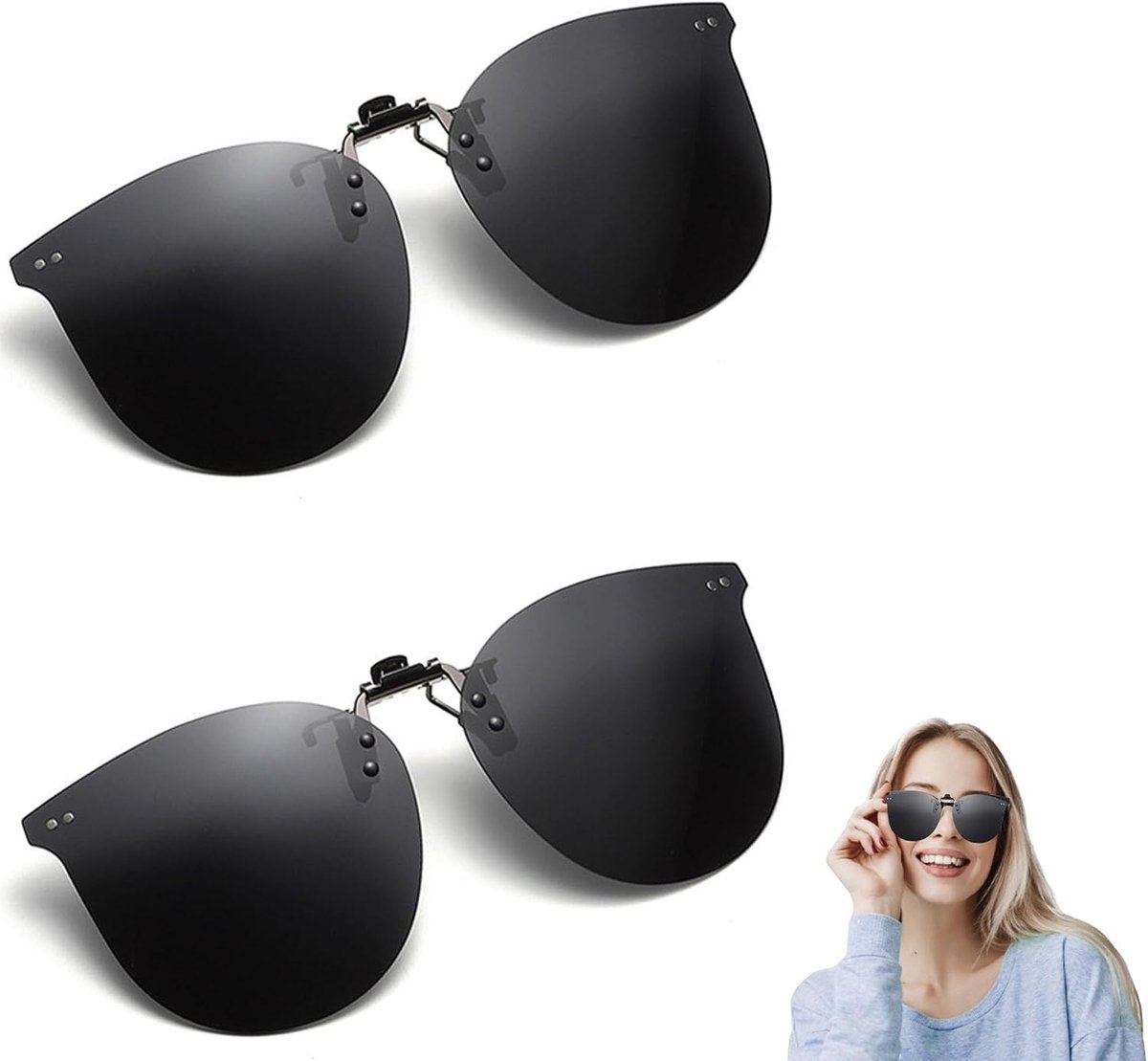 Zonnebrillen, clip-on zonnebril, UV400, gepolariseerde clip, opzetstuk, voor dames en heren, voor autorijden