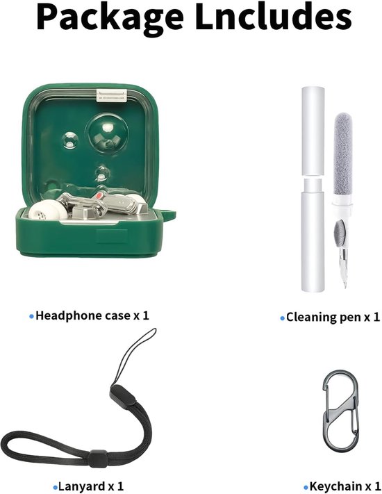 Hoes voor Nothing Ear (3) draadloze in-ear hoofdtelefoon, schokbestendig, toergy waterdicht, zacht en duurzaam, met koord, sleutelhanger en reinigingstool, groen — afbeelding 4