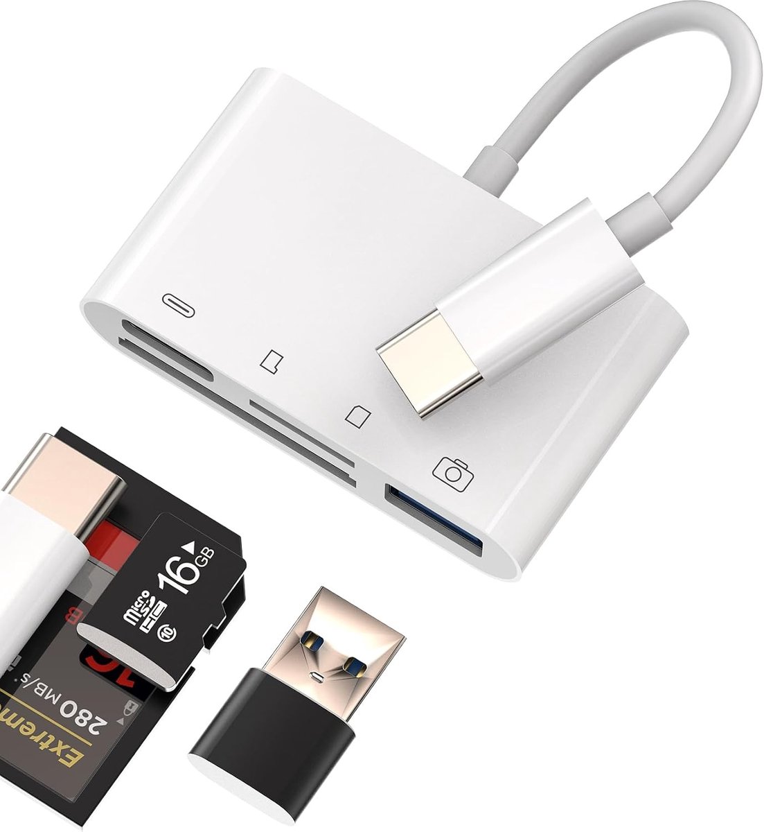 Sd-kaartlezer voor iPhone 15 MAX Plus USB C-oplaadkabel OTG dongle type C dockingstation voor Apple iPad Pro Air Macbook compatibel voor Samsung Thunderbolt Adapter Camera Micro TF Geheugenaccessoires