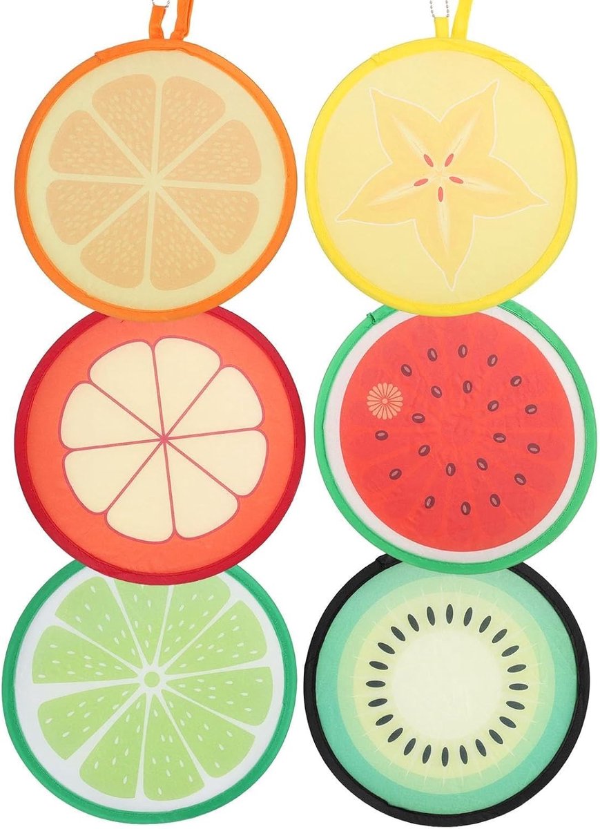 Ronde waaiers, fruitmotief, 21 cm, 6 stuks