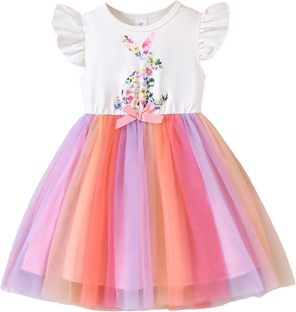 Meisjesjurk, katoen, zomer, kinderkleding, prinses, ceremonie, bruiloft, mode, chic, casual, ademend, elegant, mouwloos, bloemen, ruches, zacht, natuurlijke stof, A12