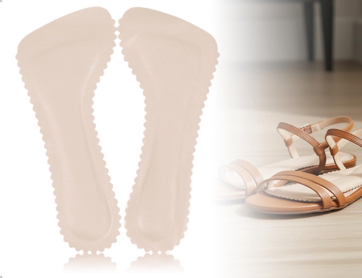Inlegzolen voor dames, antislip, zachte en ademende inlegzolen voor schoenen, zelfklevende uniseks pads voor schoenen, gebruikt voor hoge hakken (beige)