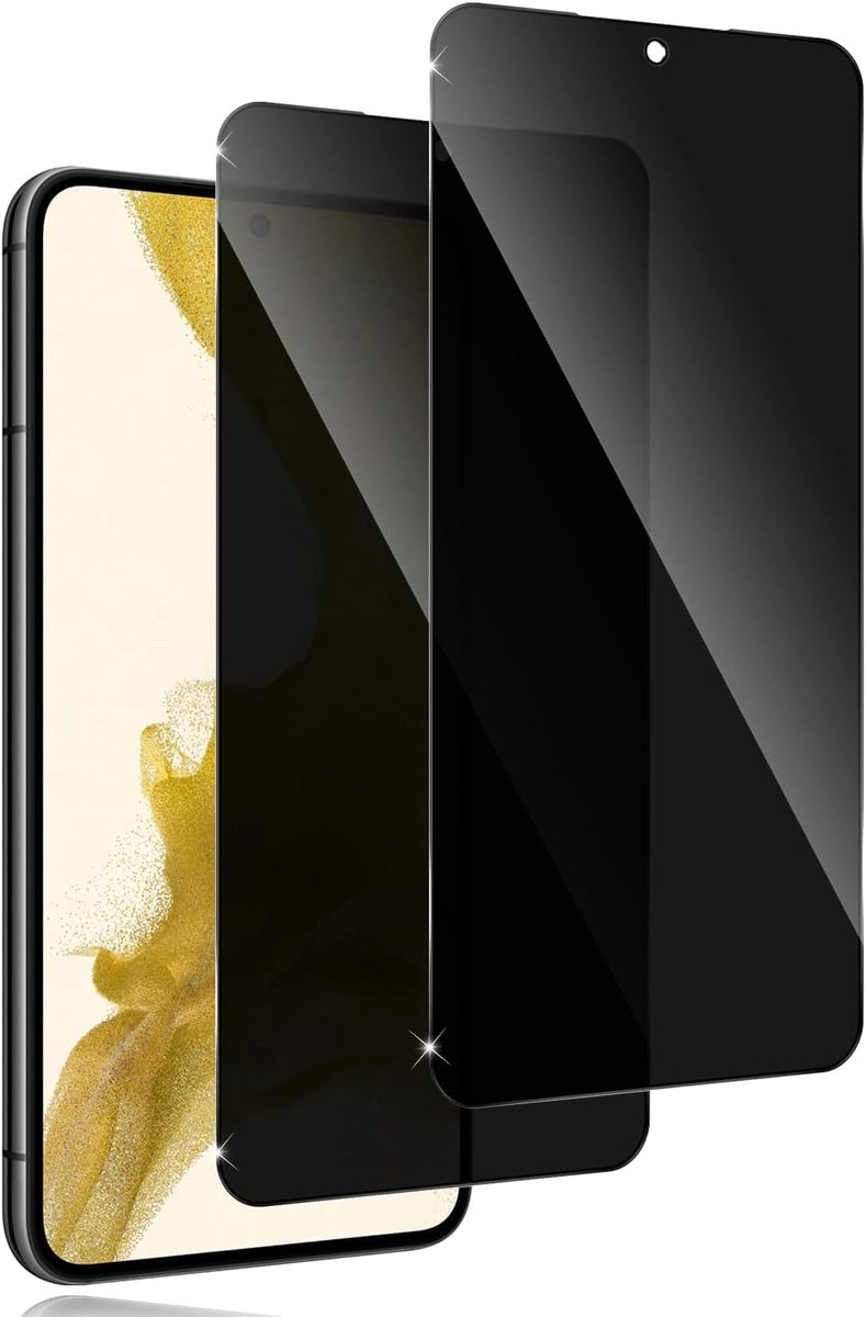 Beschermfolie voor Samsung Galaxy S22/S23 voor privacy, pantserglas, inkijkbescherming, beschermfolie, 2 stuks, 9H hardheid, anti-spy, beschermfolie met zwarte rand, privacybeschermglas
