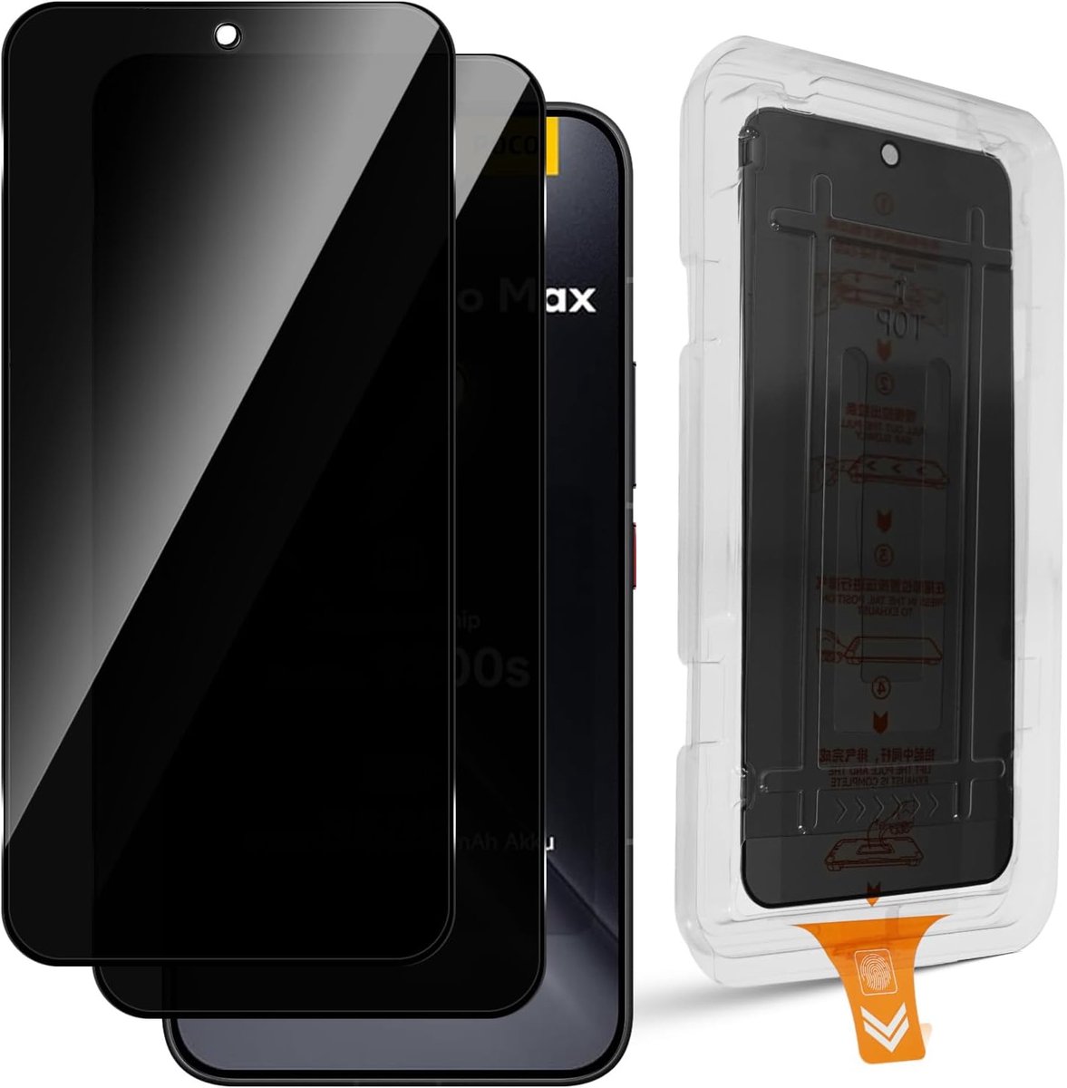 Inkijkbescherming voor Xiaomi Poco X8 Pro Max, 2 stuks, 9H hardheid, anti-spyfolie, krasbestendige privacyfolie, auto-installatie, anti-vingerafdruk, zonder luchtbellen