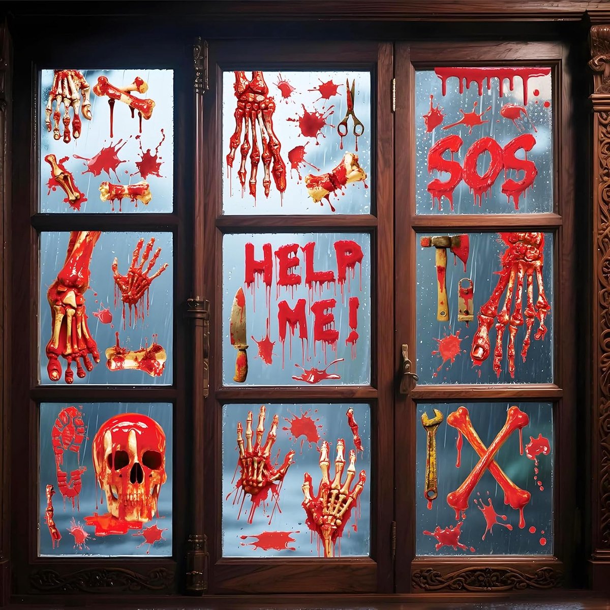 Raamstickers, bloed raam klampt stickers, verwijderbare Halloween raamdecoratie voor raam glas party home decor