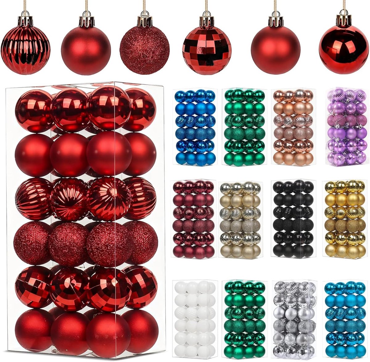 Kerstboomballen Decoraties Kerstbal Ornamenten (Rood, 40mm/1.57 inch)