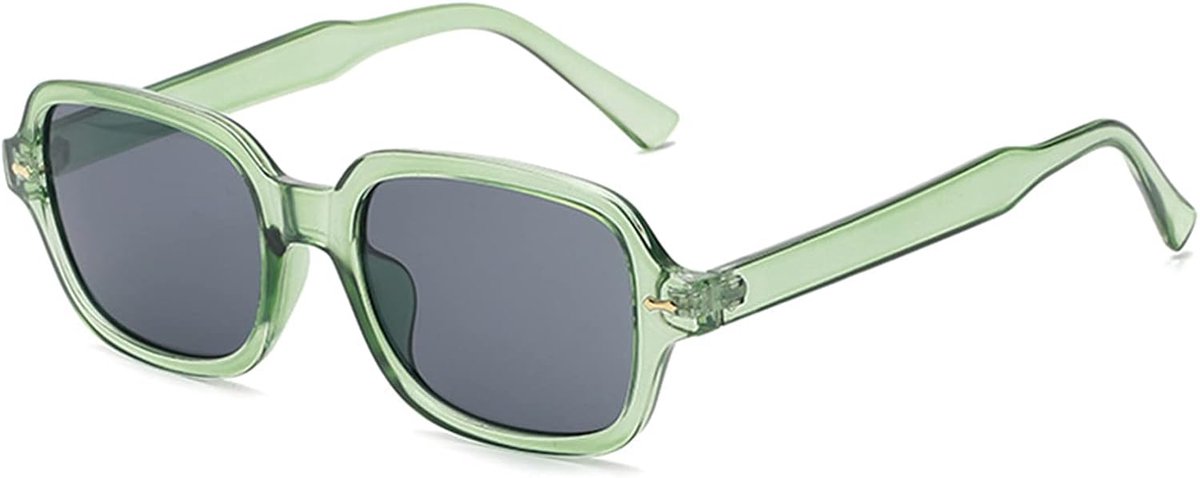 rechthoekige ovale zonnebril dames heren geel gradient bril retro getint zonnebrillen UV 400 bescherming, groen,