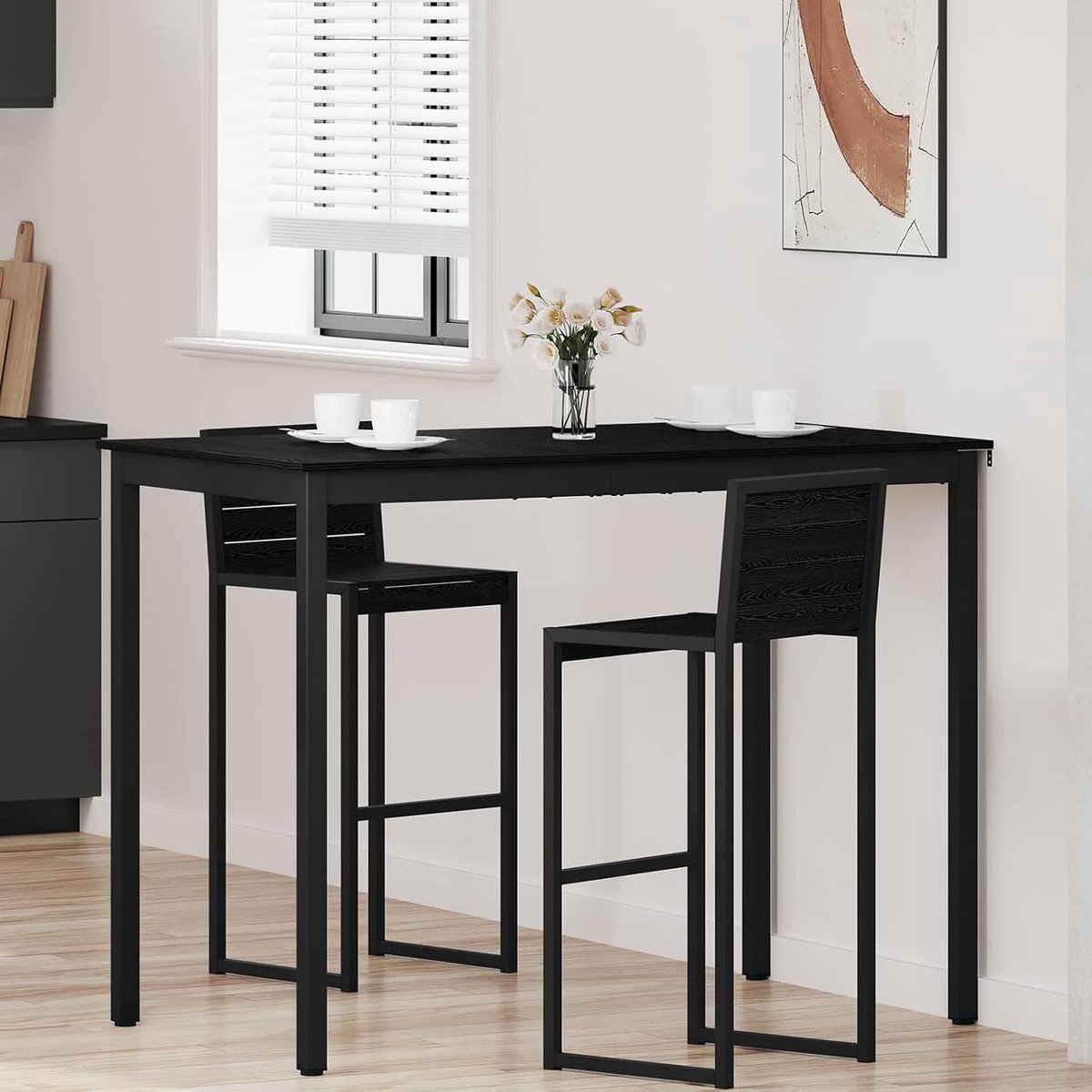 Wood moderne eettafel zwarte eiken 140 x 80 x 105 cm