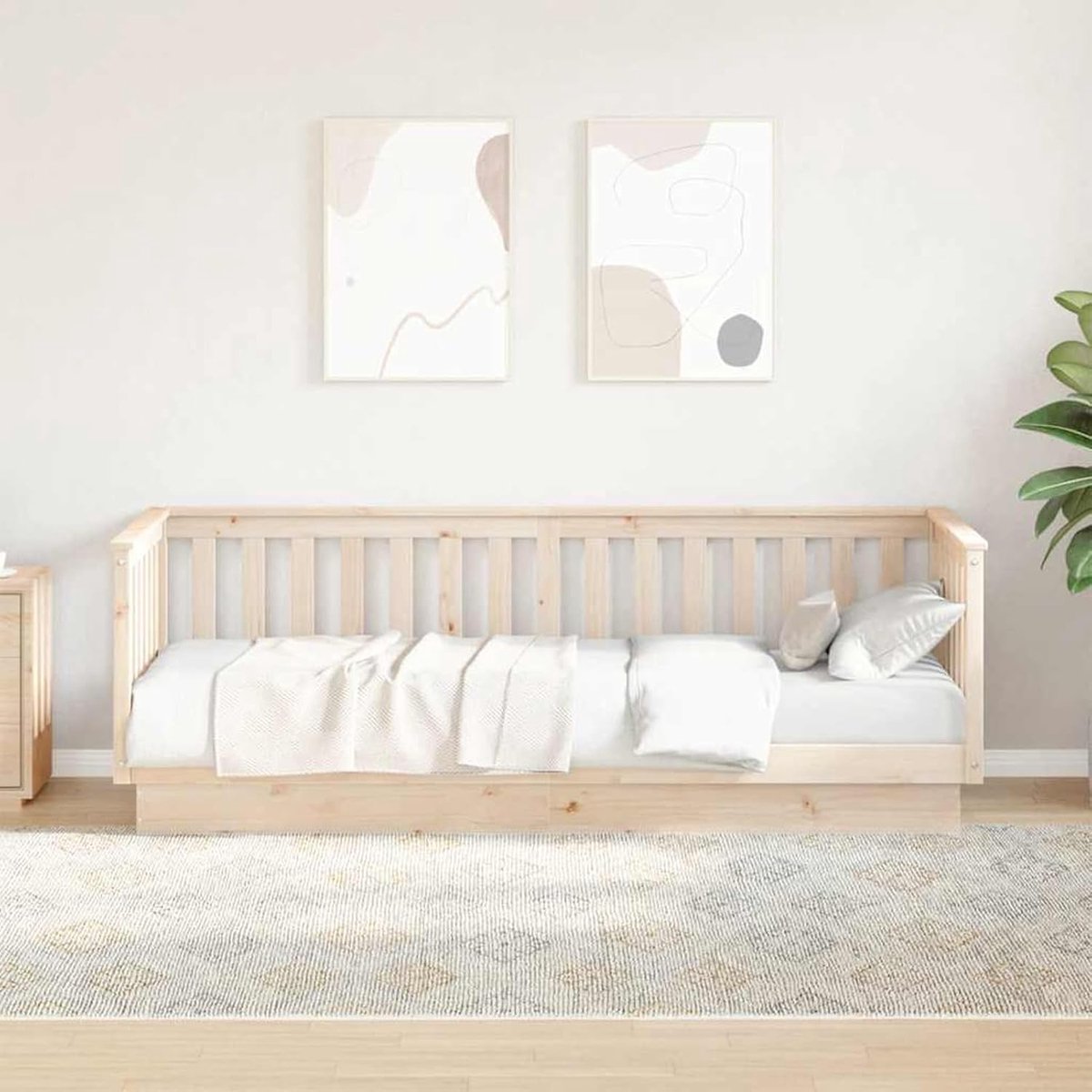 Dagbed zonder matras 90x200 cm massief hout grenen, dagbed slaapbank logeerbed voor woonkamer kantoor logeerkamer kleine ruimtes 868206