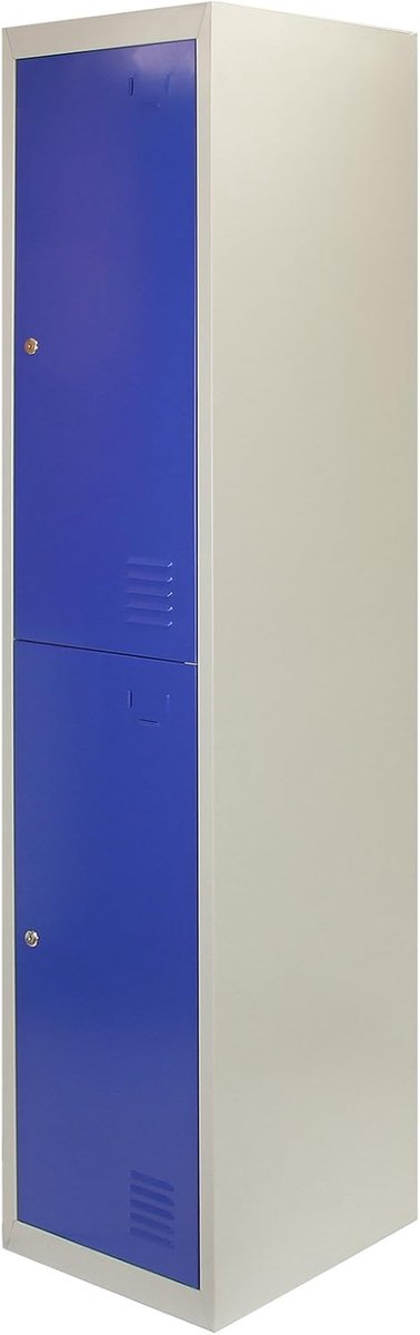 Metaal kluisjes school sportschool kleedkamer kast kluizen lockers - Blauw - Tweedeurs - Flatpack - 38cm(B) x45cm(D) x180cm(H) - Ventilatie - 2 magneten naamkaarten sleutels afsluitbaar