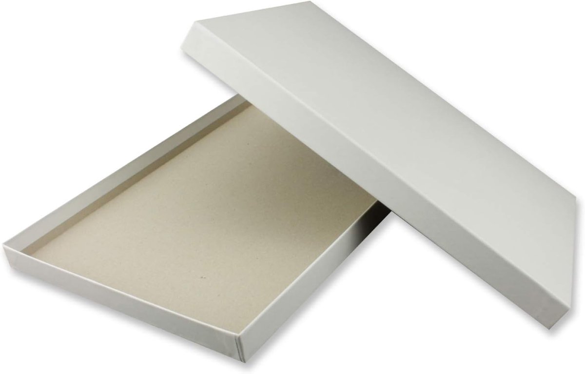 Opberg- en geschenkdozen DIN A5, wit overtrokken, 215 x 154 x 19 mm, 2 stuks