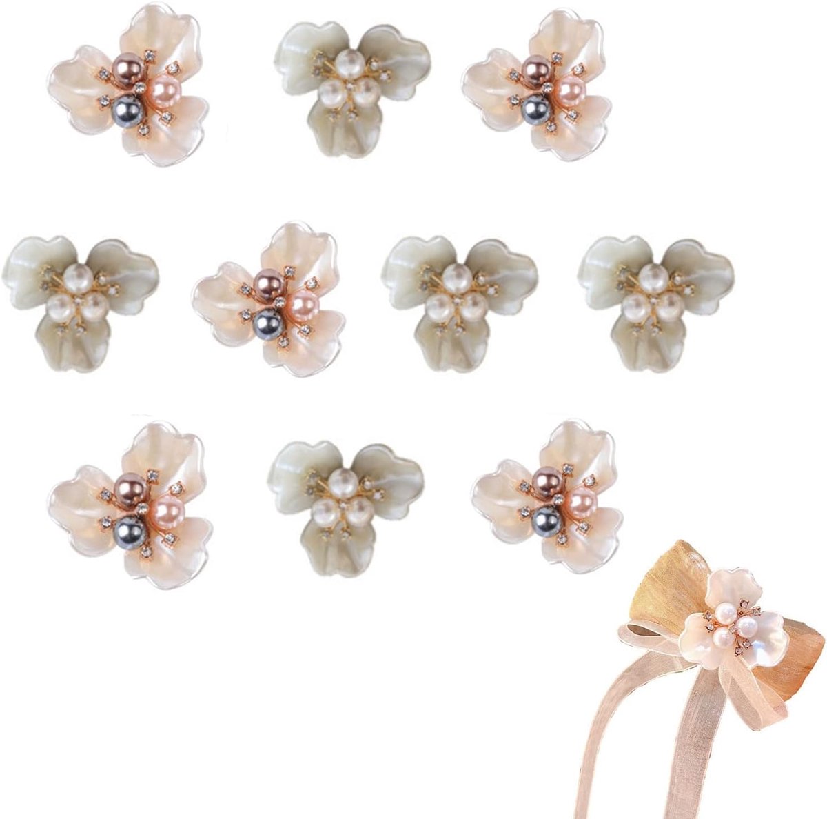 Knopen, parelknopen, strass bloemenknop, parels kristal strass bloem knop voor sieraden maken bruiloft decoratie doe-het-zelf handwerk haarsieraden (3,5 cm x 3,5 cm)