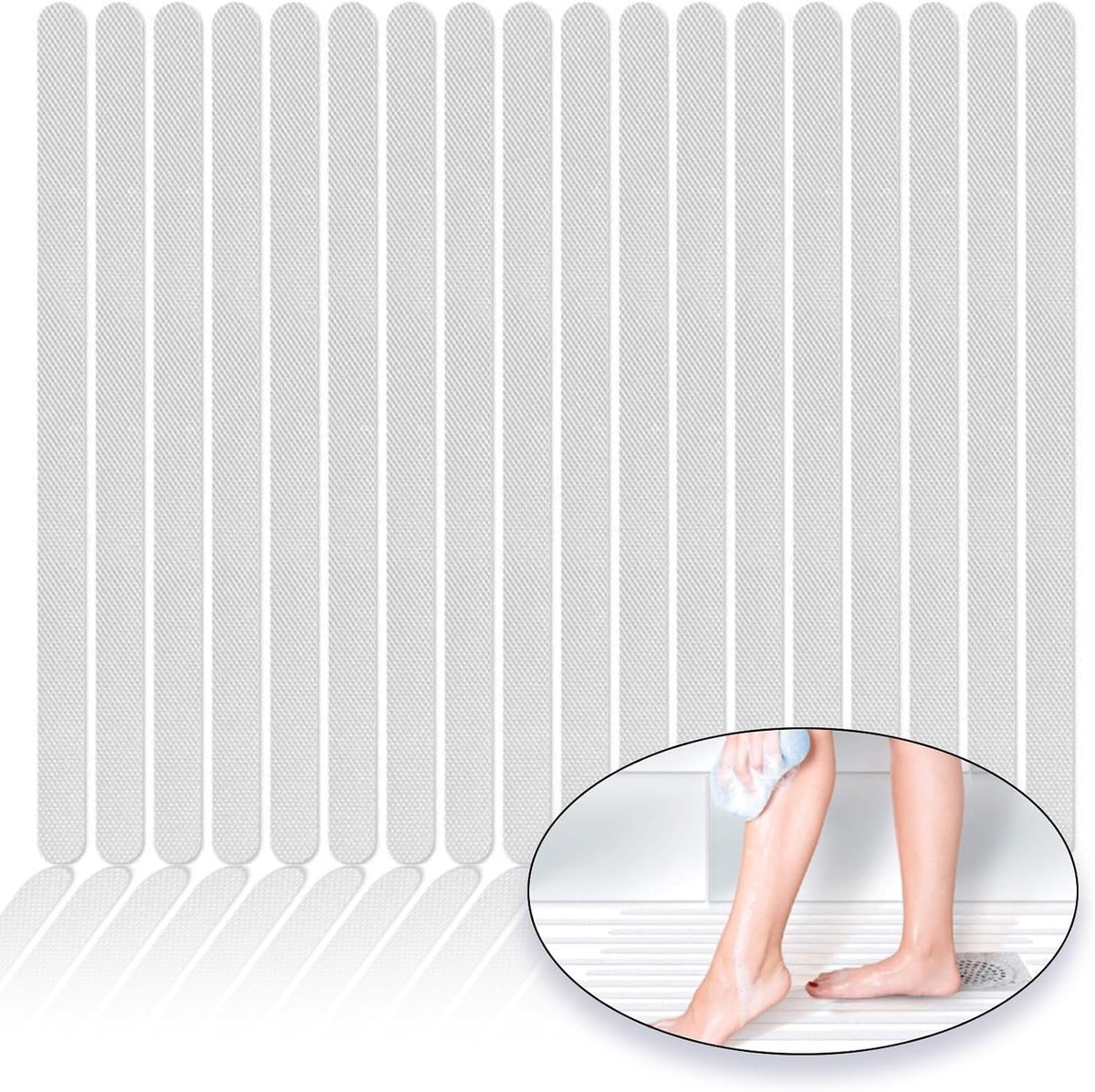 24 stuks antislipstrips voor badkuip, antislip stickers voor badkuip, transparant, zelfklevend, antislip strips voor douche en bad (2 x 38 cm)