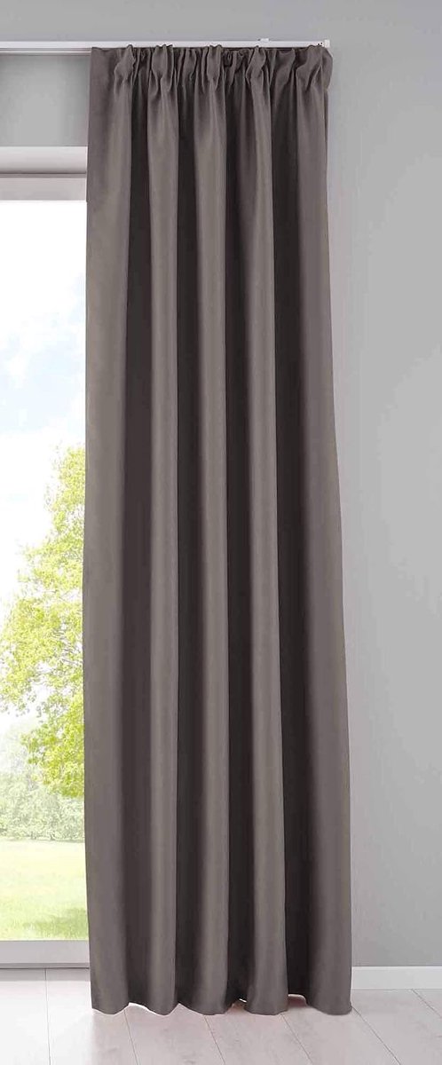 Ondoorzichtige "Newyork" 202020610, ondoorzichtige lussen, taupe, H x B 225 x 295 cm, 1-pack thermo-gordijn, verduisteringsgordijn, geluidsisolerend, Oeko-Tex plooiband