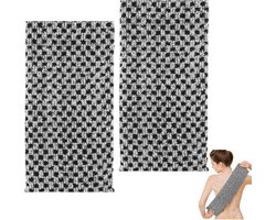 sofun Japanse peeling-handdoekenset (2 stuks), geruite peelingdoek (extra lang en extra breed), zachte lichaamspeeldoek, ideaal voor het inweken, wrijven en wassen van de rug