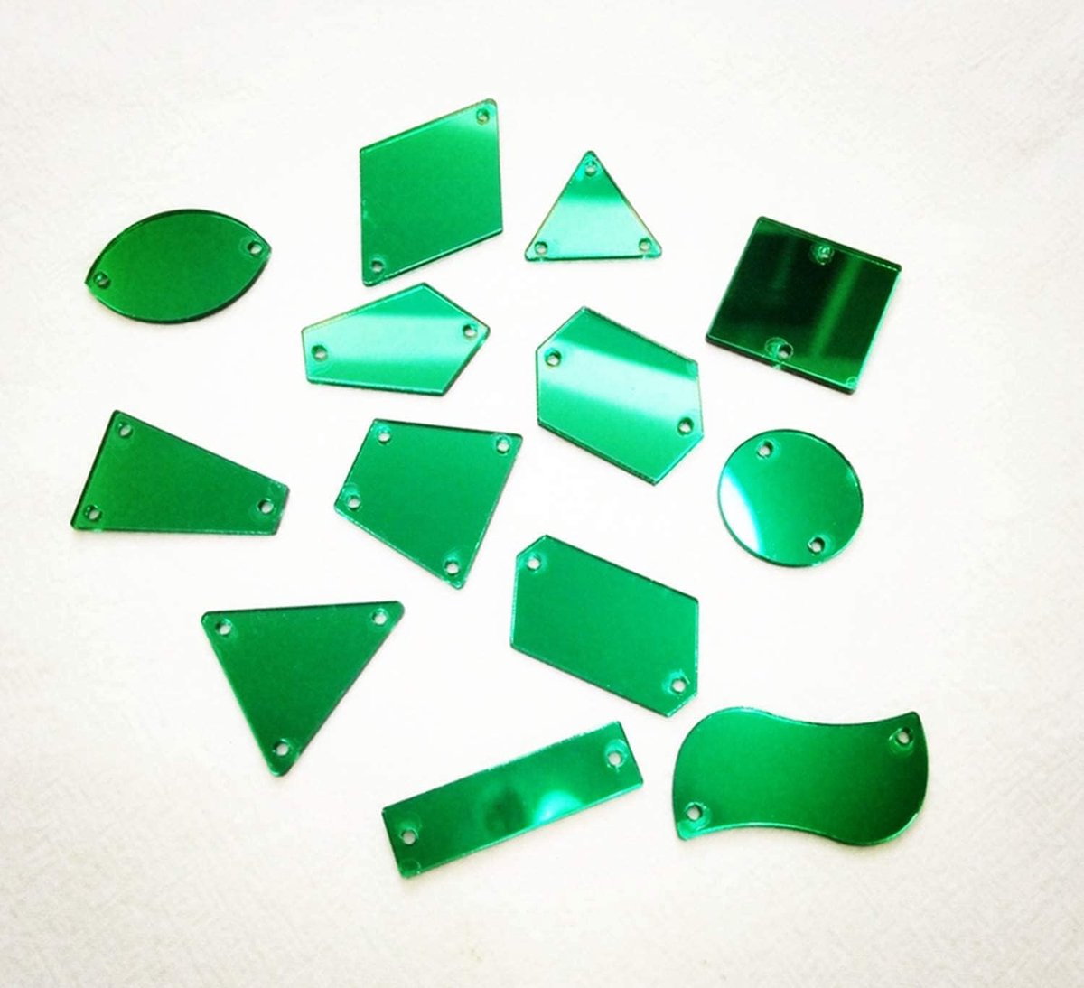 Naai Op Acryl Spiegel Diamante Strass Crystal Platte Spiegel Kralen Met Gat Voor DIY Trouwjurk Kleding Tassen Schoenen Decoratie Accessoire (Groen)