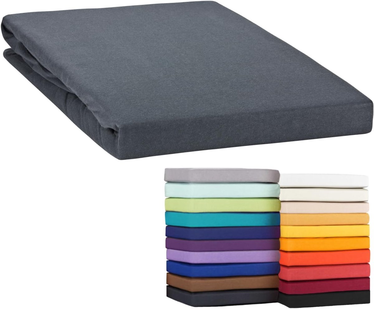hoeslaken Line Green 160g/m² 100% katoen 120x200-120x220 - antraciet