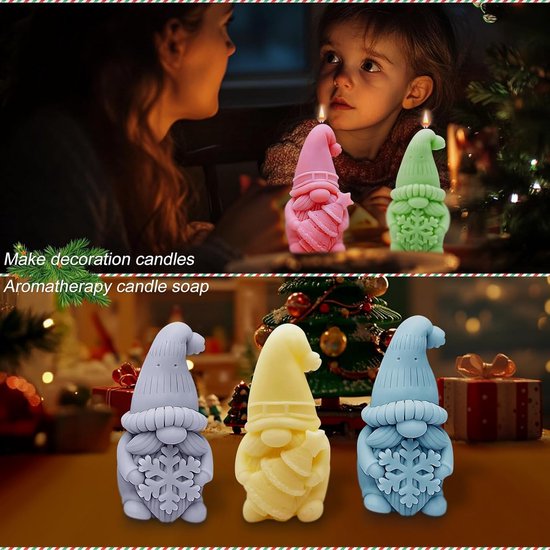 siliconen mal, 2 stuks 3D kabouter siliconen mal,kabouter,gietvormen Kerstmis,gietvormen voor kerstversiering — afbeelding 4